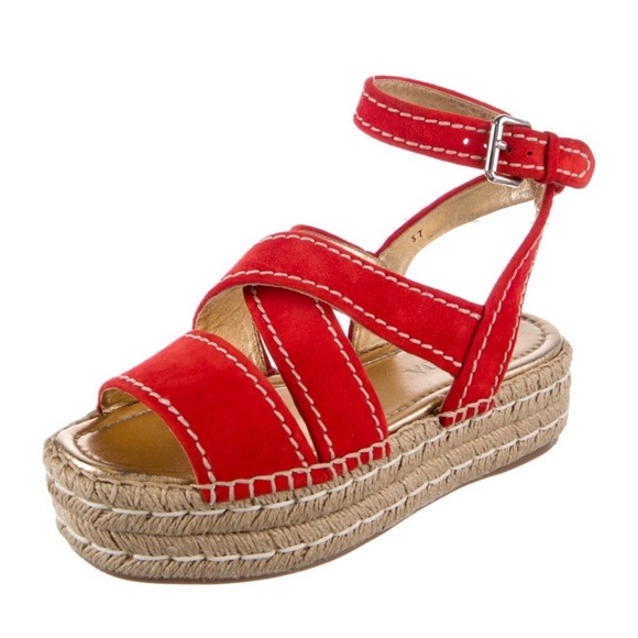 ♥️PRADA♥️ Red Suede Espadrilles - Picture 2 of 6